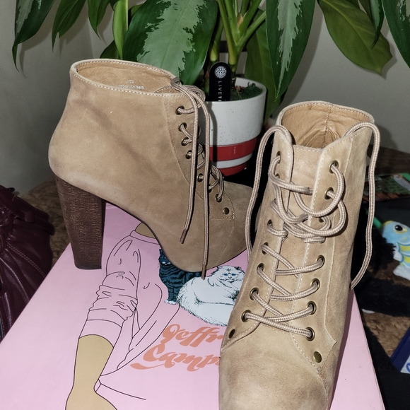 Jeffrey Campbell Shoes - Jeffrey Campbell Taupe Suede Lita Booties 5.5